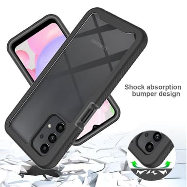 SKALO Samsung A13 4G Shockproof Clear Hybrid Skal - Svart