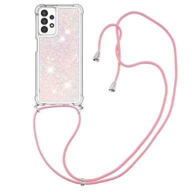 SKALO Samsung A13 4G Kvicksand Glitter Mobilhalsband - Rosa
