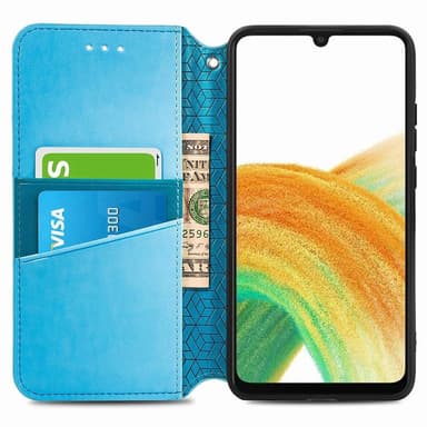 SKALO Samsung A13 4G Mandala Slim Plånboksfodral - Blå
