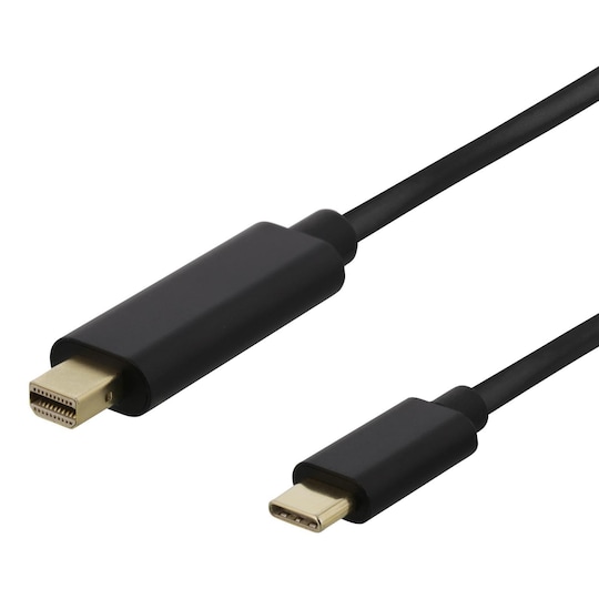 DELTACO USB-C - MiniDP kabel, 0,5m, 21,6 Gbit/s, 3840x2160 60Hz, svart