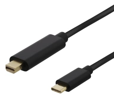 DELTACO USB-C - MiniDP kabel, 0,5m, 21,6 Gbit/s, 3840x2160 60Hz, svart