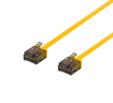 DELTACO U/UTP Cat6a patchkabel, flat, 1mm tjock, 0,5m, gul