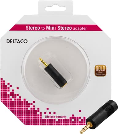 DELTACO teleadapter 6,3mm ho - 3,5mm stereo ha