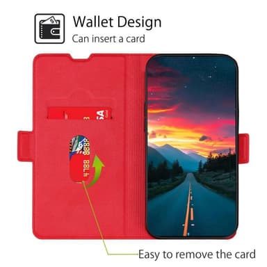 SKALO Samsung A13 4G Ultratunn Premium Plånboksfodral - Röd