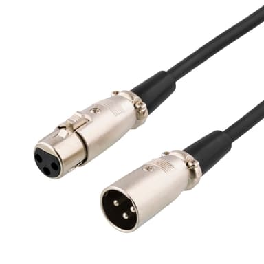 DELTACO XLR-ljudkabel, 3-pin ha - 3-pin ho, 2m, svart