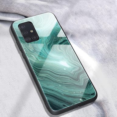 SKALO Samsung A51 Marmor Härdat Glas TPU-skal - Motiv 1