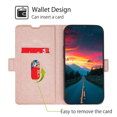 SKALO Samsung A13 4G Ultratunn Premium Plånboksfodral - Rosa