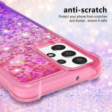 SKALO Samsung A13 4G Kvicksand Glitter Hjärtan TPU-skal - Rosa-Lila