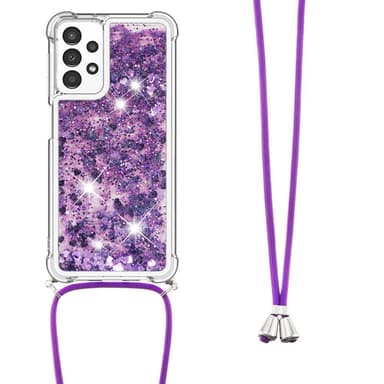SKALO Samsung A13 4G Kvicksand Glitter Mobilhalsband - Lila