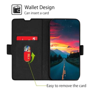SKALO Samsung A13 4G Ultratunn Premium Plånboksfodral - Svart