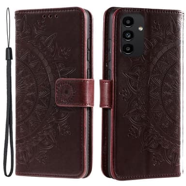 SKALO Samsung A13 4G Mandala Plånboksfodral - Mörkbrun