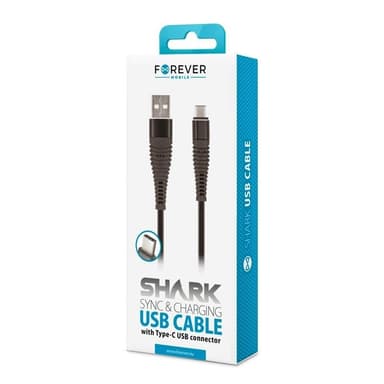 Forever Shark - USB typ-C kabel, svart
