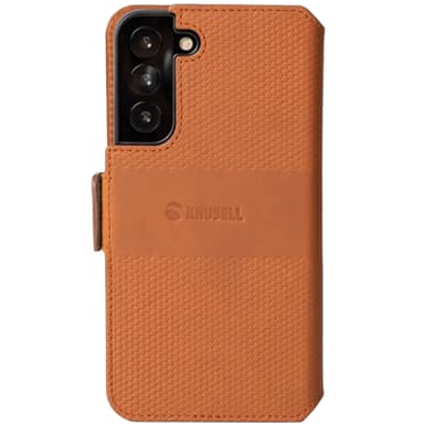 Krusell Leather Phone Wallet Galaxy S22+ Cognac