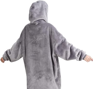 Hoodie filt med luva och ärmar Grå