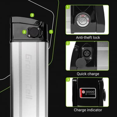 Green Cell elcykelbatteri Silverfish  36V 14.5Ah med laddare
