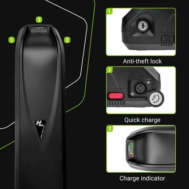 Green Cell elcykelbatteri 48V 13Ah med laddare