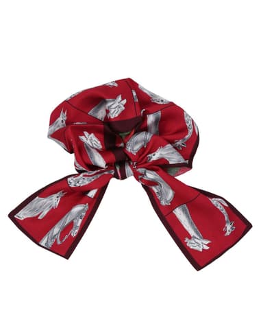 INF Scrunchie med scarfdetalj och vändbart mönster Röd