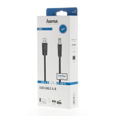 HAMA Kabel USB 2.0 480 Mbit/s 3m Svart