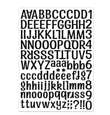 Klistermärken bokstäver och siffror Svart 10 A4-ark 1260 stickers