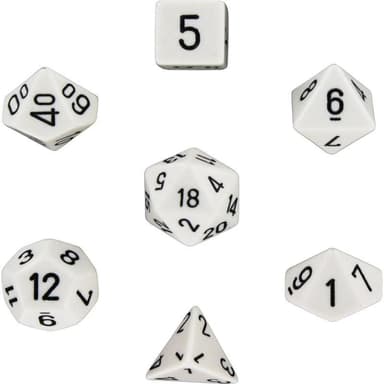 RPG-tärningar 7-pack (för Dungeons and Dragons, med mera) Vit
