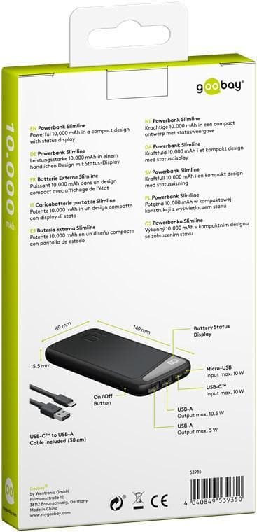 Goobay Powerbank Slimline 10.000 mAh