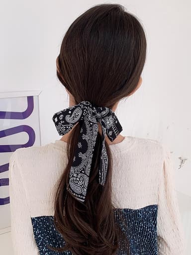 Scarf i silkesmaterial till håret, Vit/Svart