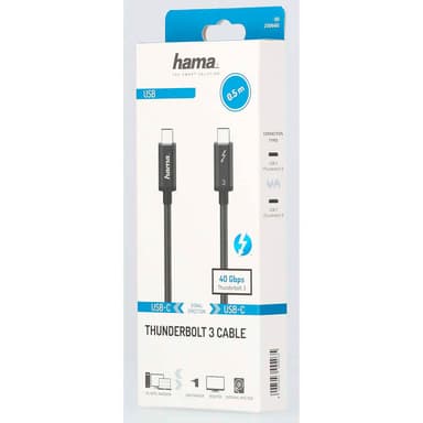 HAMA Kabel USB-C Thunderbolt-3 40 Gbit/s Ultra-HD 5K 0,5 m Svart