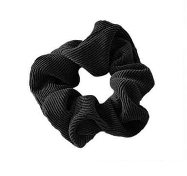 Svart scrunchie med räfflat mönster