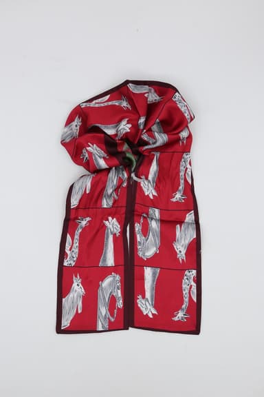 INF Scrunchie med scarfdetalj och vändbart mönster Röd