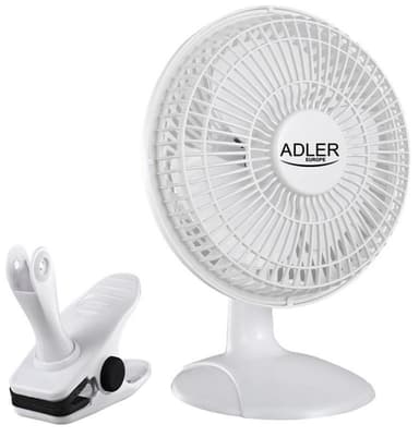 Adler Fläkt 15 cm med Klämma och Stativ, Vit