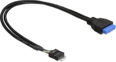 DeLOCK intern kabel för USB 3.0, IDC20 ho - IDC10 ha, 0,3m, svart (83095)