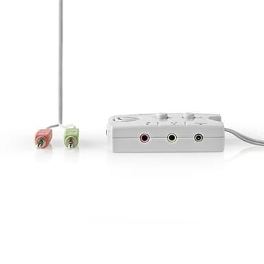 Analog audioswitch 2x 3.5 mm hane, 3x 3.5 mm hona + 2.5 mm hona elfenbensfärgad