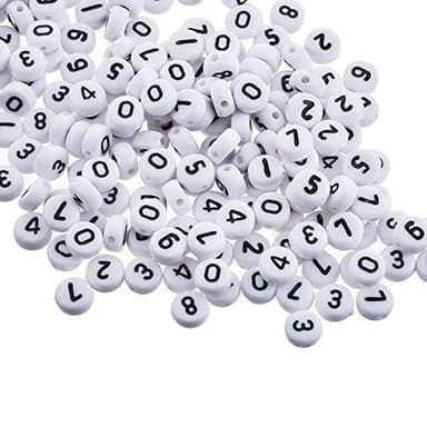 200 Pärlor med Siffror, Vit