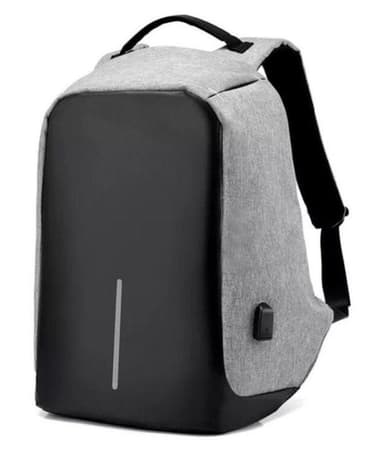 Inbrottsäker ryggsäck med USB-port, grå/svart