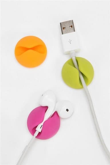 Kabelhållare-Kabelclips Mini, 6-pack (Gul/Rosa/Grön)