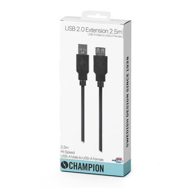 Champion USB 2.0 Förl.kabel A->A 2.5m
