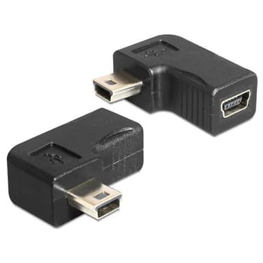 DeLOCK USB-adapter, USB-mini B 5-pin hane till hona 90° vinklad, svart (65448)