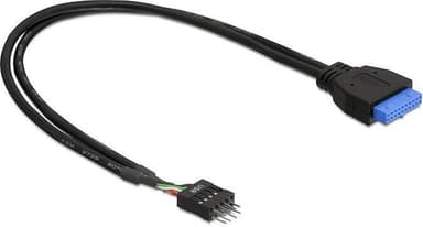 DeLOCK intern kabel för USB 3.0, IDC20 ho - IDC10 ha, 0,3m, svart (83095)