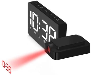 Väckarklocka med projektion och LED-display