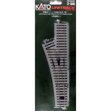 2-840 H0 Kato Unitrack växel, vänster 246 mm 22.5 ° 490