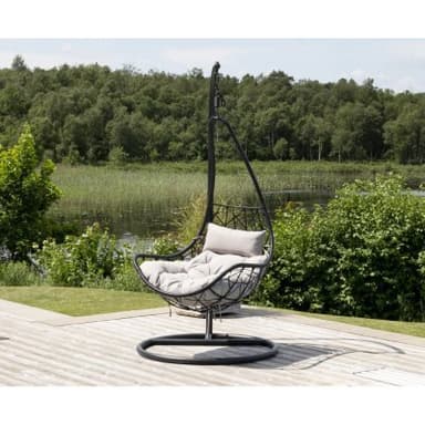 Loungefåtölj/hängfåtölj med ställning vide - grå / svart