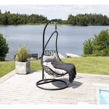 Loungefåtölj/hängfåtölj med ställning vide - grå / svart