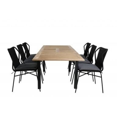 Utebord / matbord förlängningsbart panama 152/210x90 cm - teak / svart