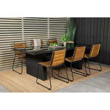Utebord / matbord padova 200x100 cm - svart / glas