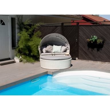 Solsäng/loungegrupp med sufflett och dyna padova - vit / ljusgrå