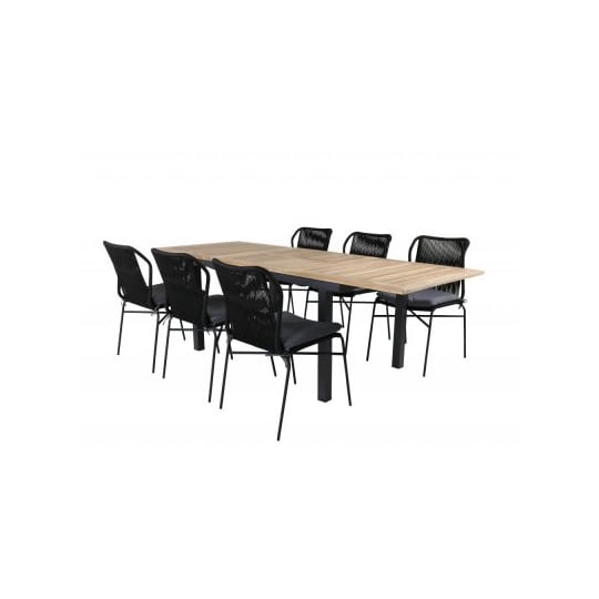 Utebord / matbord förlängningsbart panama 152/210x90 cm - teak / svart