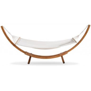 Hängmatta med ställning - ljusbeige/off-white / natur/trä