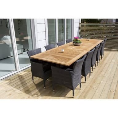 Utebord / matbord förlängningsbart panama 224/324x100 cm - teak / svart