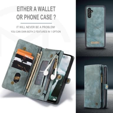CASEME Samsung Galaxy A13 5G / A04s 4G Retro läder plånboksfodral - Blå