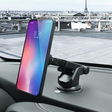360 rotation teleskopisk mobilhållare bil - Svart